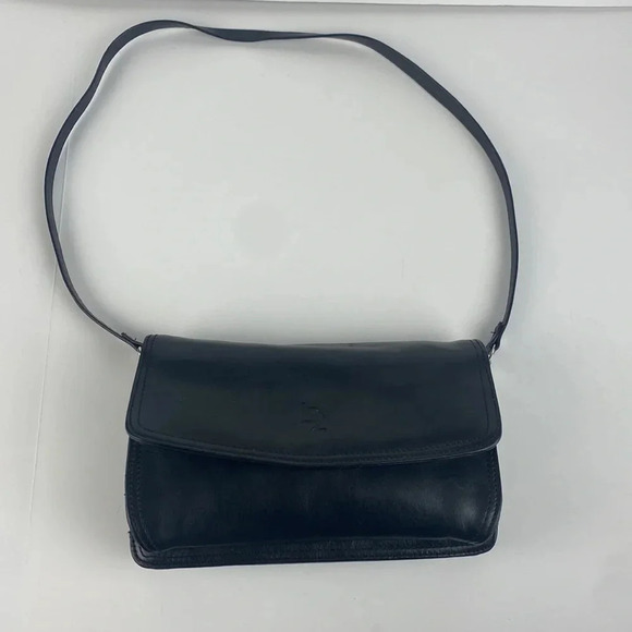 Black Genuine Italian leather cross  body shoulder bag - Picture 4 of 16